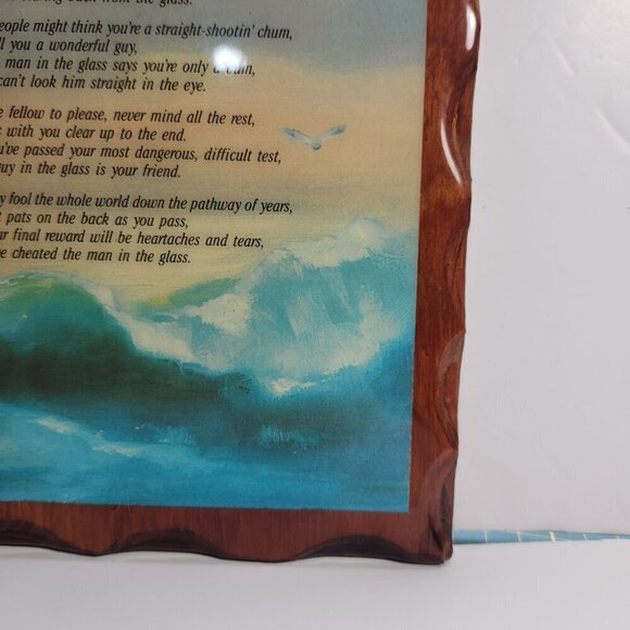 Wood Wall Plaque The Man in the Glass Decoupage Canada Vintage 80s - Picture 4 of 8